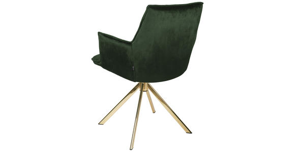 ARMLEHNSTUHL  Stoffauswahl, Sitzfläche 360° drehbar, automatische Rückholfunktion Samt  - Goldfarben/Grün, Design, Textil/Metall (59/89,5/63cm) - Novel