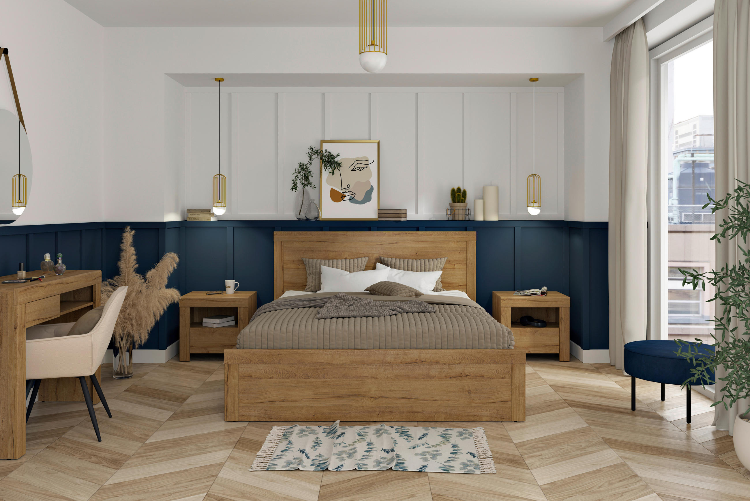 NACHTTISCH Eichefarben rechteckig  - Eichefarben/Weiß, MODERN, Holzwerkstoff (54,5/50,5/42cm) - MID.YOU