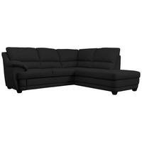 ECKSOFA 245/225 cm  in Lederlook Schwarz Rücken echt  245/225 cm  - Schwarz, Design, Kunststoff/Textil (245/225cm) - Livetastic