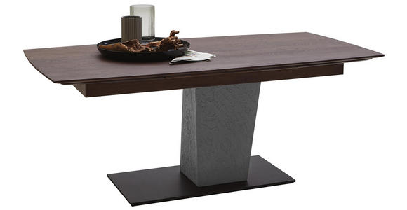 ESSTISCH Kerneiche massiv bootsförmig Anthrazit, Braun, Grau - Anthrazit/Braun, Natur, Holz/Metall (190(290)/88-95/76cm) - Valnatura