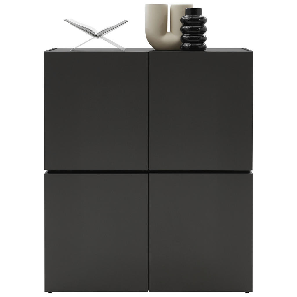 Thumbnail - Voleo Highboard, Graphit, Holzwerkstoff, 4 Fächer, 115x135x40 cm, Beimöbel erhältlich, stehend, Wohnzimmer, Kommoden & S...