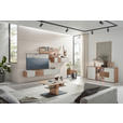 WOHNWAND  in Weiß, Eichefarben  343/196/44 cm  - Eichefarben/Silberfarben, Design, Glas/Holz (343/196/44cm) - Valnatura