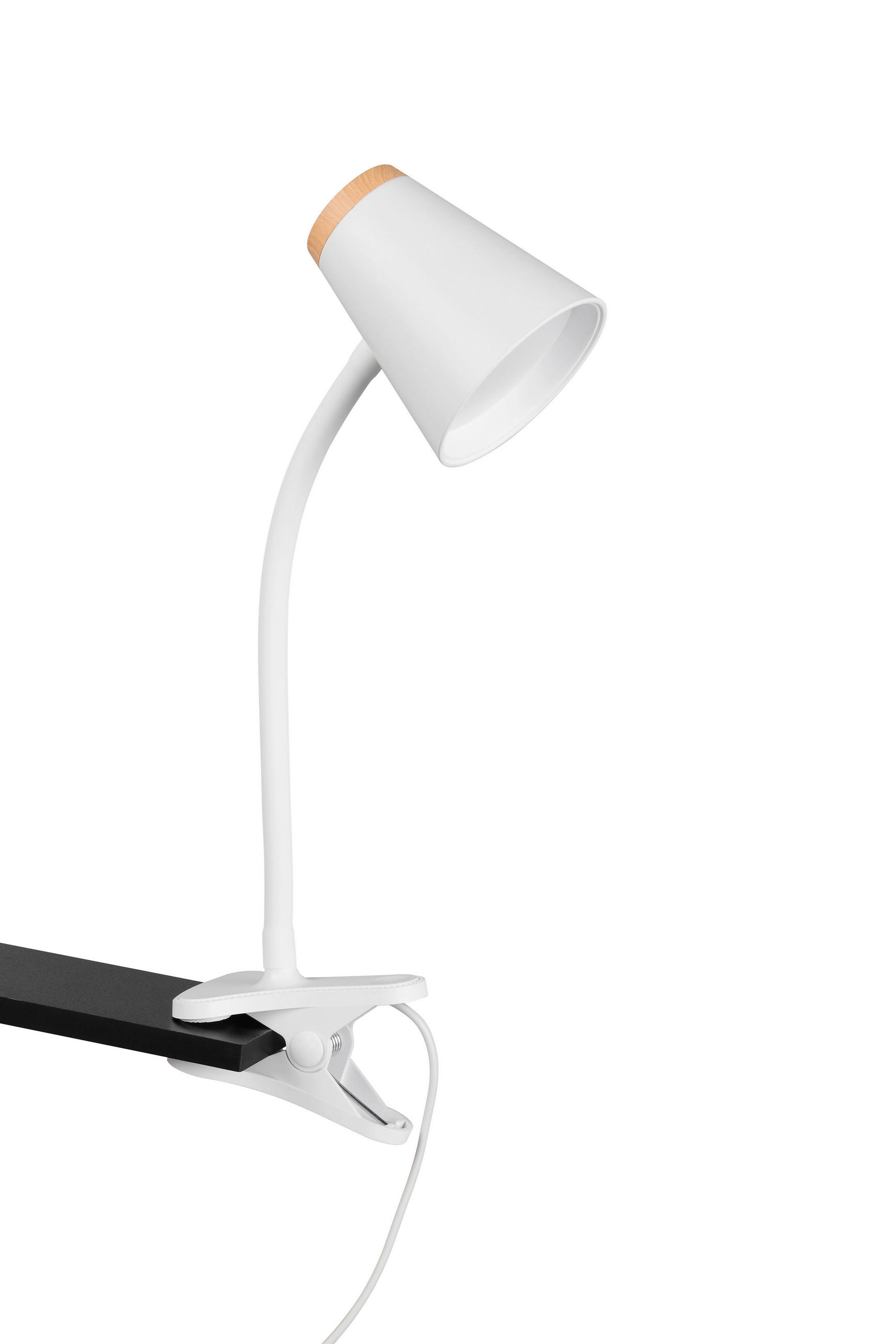 LED-KLEMMLEUCHTE - Weiss/Braun, Basics, Kunststoff/Metall (33/9,5/32cm)