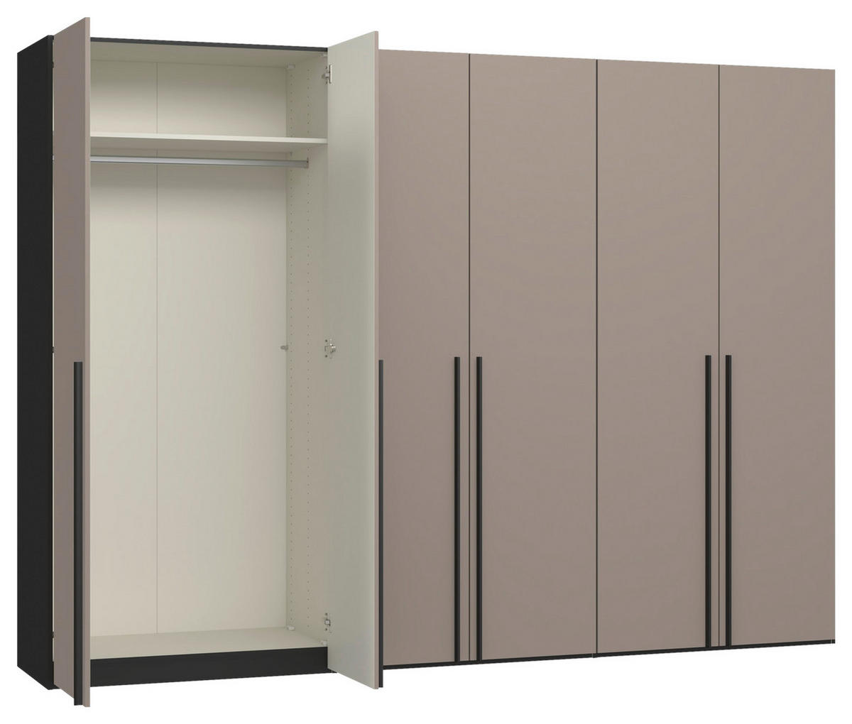 DREHTÜRENSCHRANK 303/220/59 cm,  in Schwarz, Hellbraun, 6-türig  - Hellbraun/Schwarz, Design, Glas/Holzwerkstoff (303/220/59cm) - Jutzler