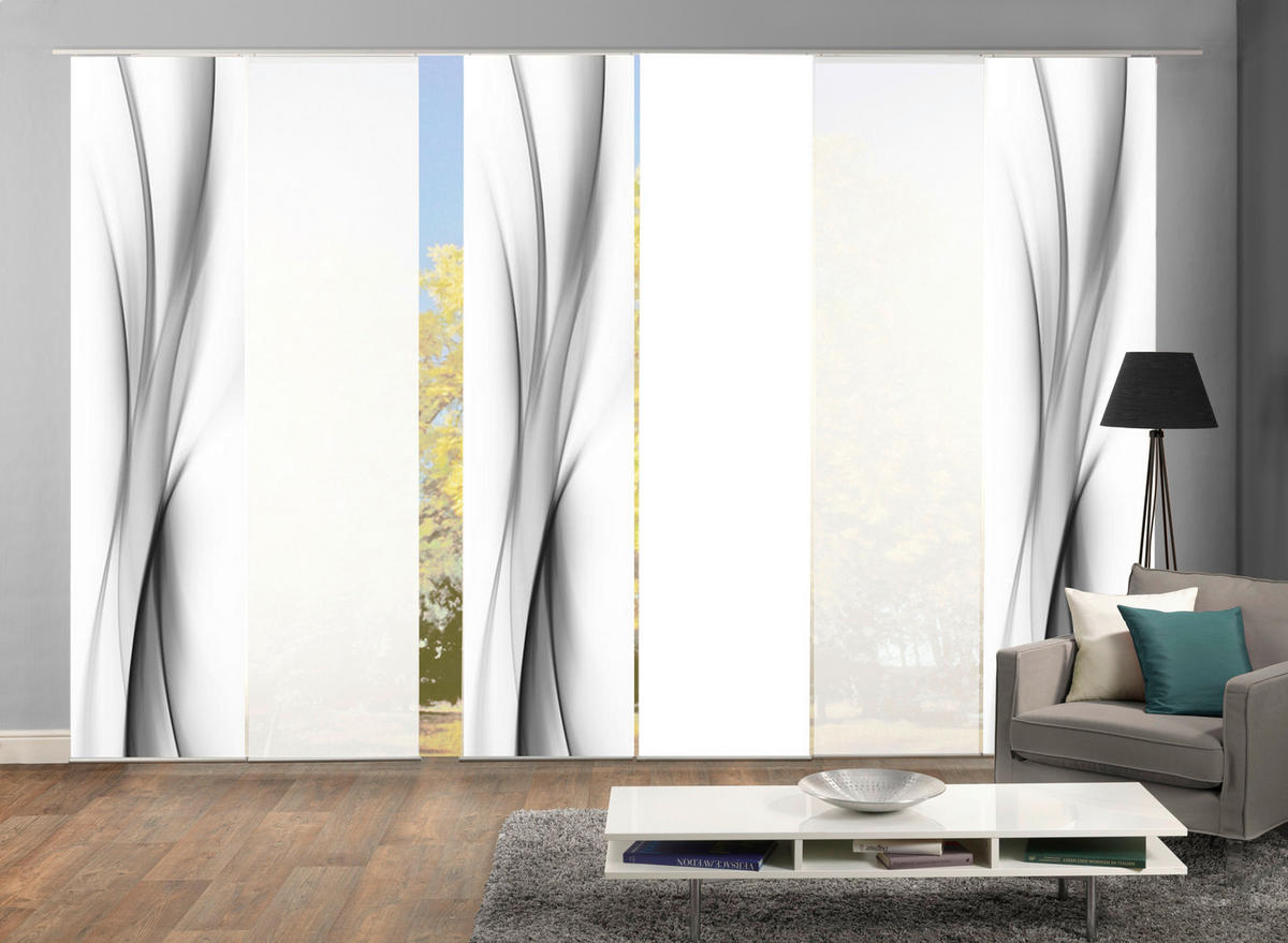 FLÄCHENVORHANG  6 Stück  halbtransparent   60/245 cm  - Grau, Design, Textil (60/245cm)