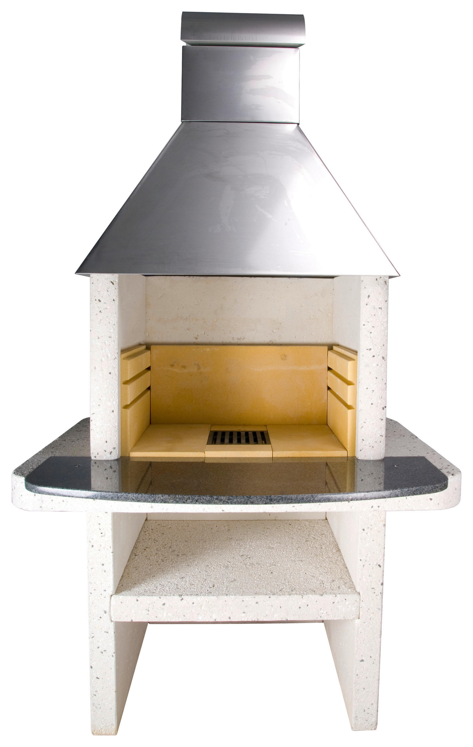 HOLZKOHLEGRILL - Weiss, Design, Stein (104/202/112cm) - Nouvel