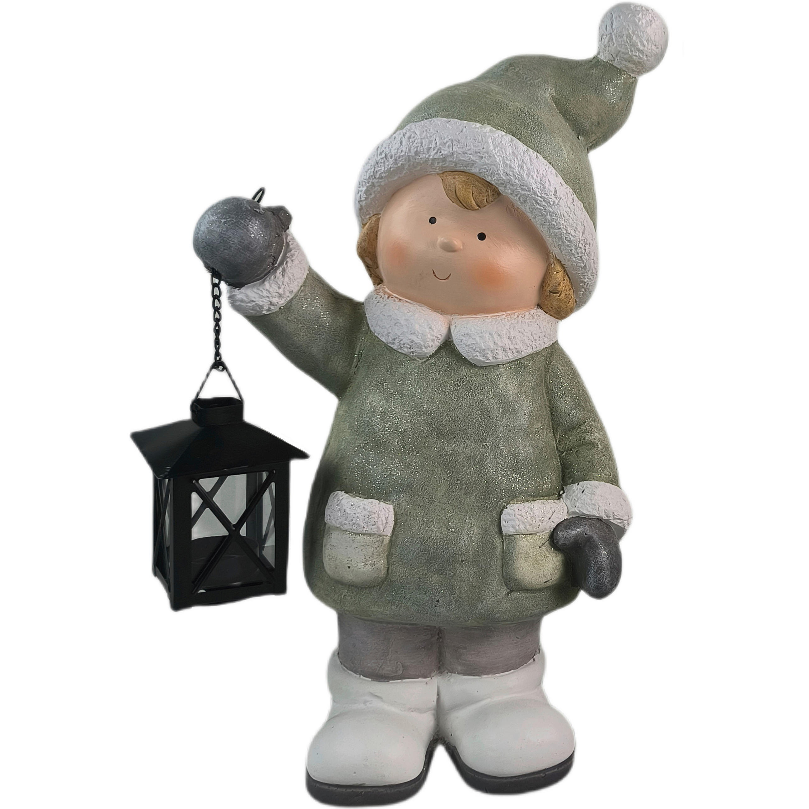 DEKOFIGUR KIND  - Schwarz/Weiß, LIFESTYLE, Stein/Metall (22/40/16,5cm) - X-Mas