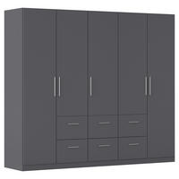DREHTÜRENSCHRANK 226/197/54 cm,  in Grau, 5-türig  - Alufarben/Grau, KONVENTIONELL, Holzwerkstoff/Kunststoff (226/197/54cm) - home24