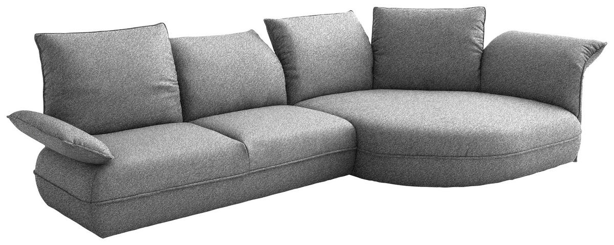 ECKSOFA  in Chenille Grau  343/154 cm  - Schwarz/Grau, Design, Kunststoff/Textil (343/154cm) - Koinor