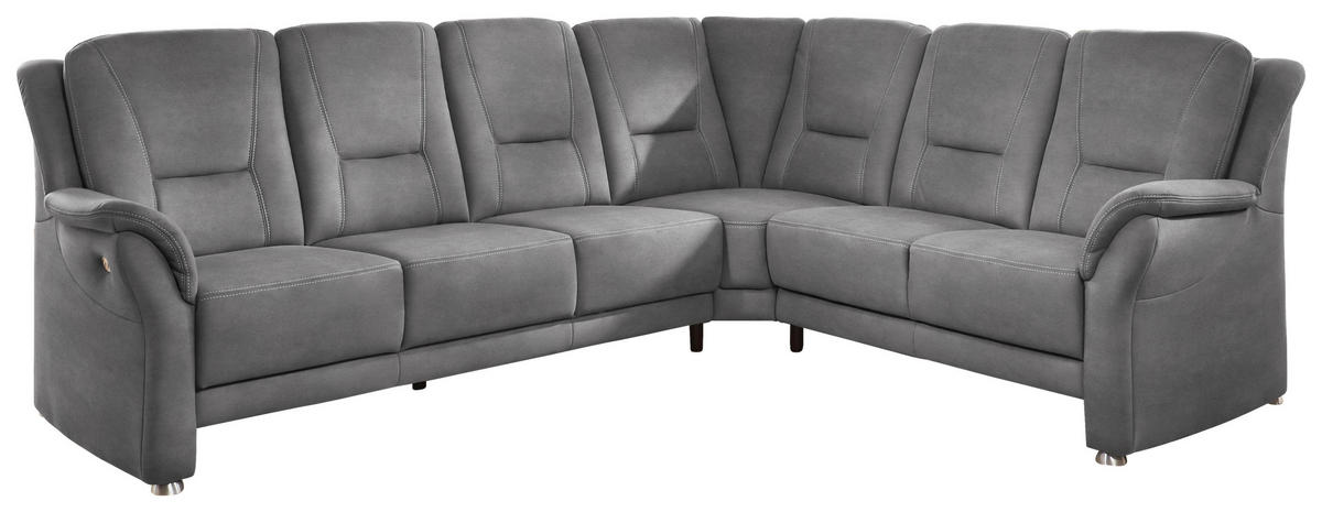 ECKSOFA in Mikrofaser Grau  - Beige/Alufarben, Konventionell, Textil/Metall (275/223cm) - Beldomo Comfort