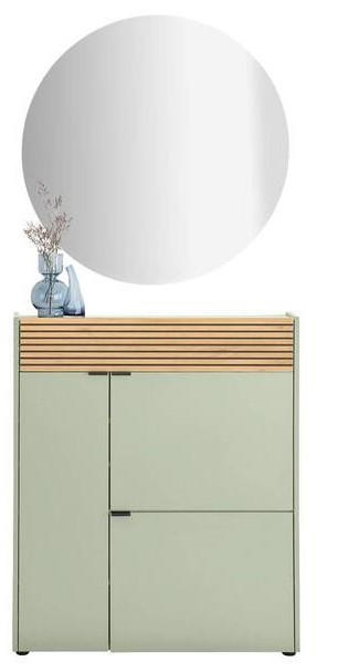 GARDEROBE 2-teilig  in 83/200/22 cm  - Eichefarben/Grün, Design, Glas/Holzwerkstoff (83/200/22cm) - Voleo