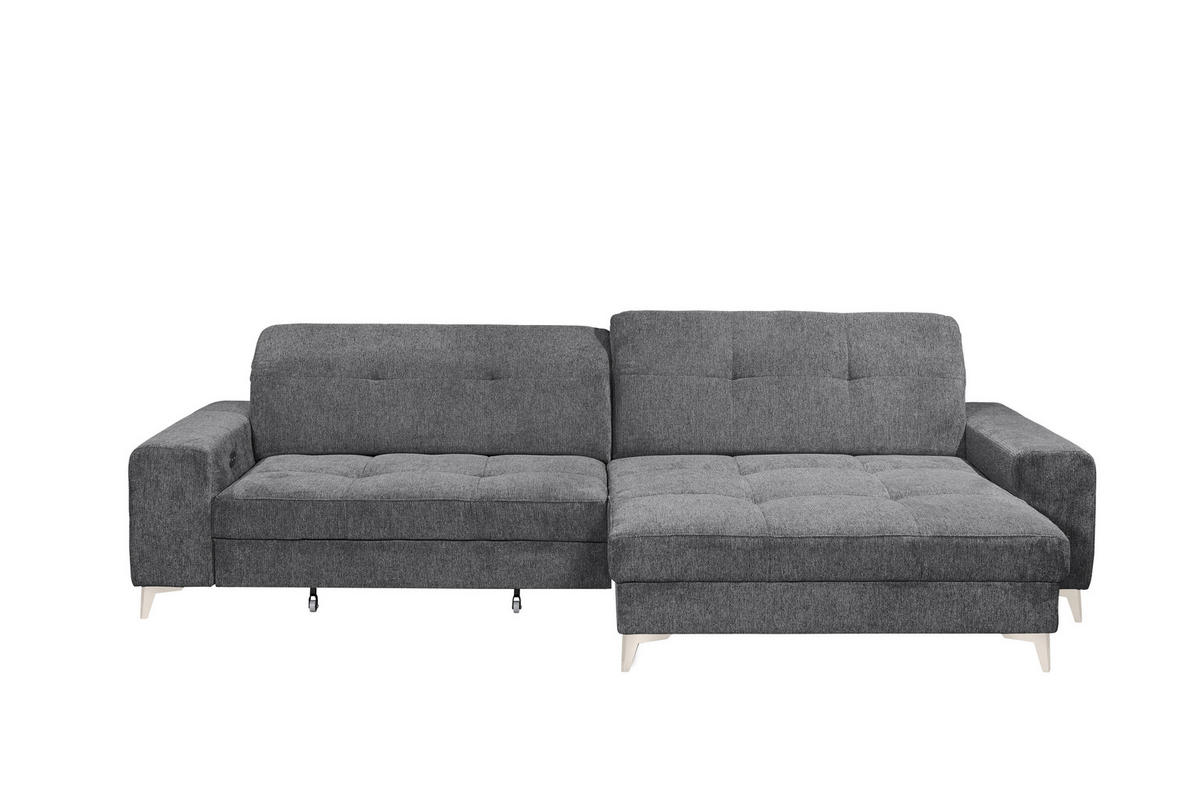 ECKSOFA SORELLA in Mikrovelours Anthrazit Kopfteilverstellung, Sitztiefenverstellung  328/182 cm  - Kaschmir/Anthrazit, Design, Kunststoff/Textil (328/182cm) - MID.YOU
