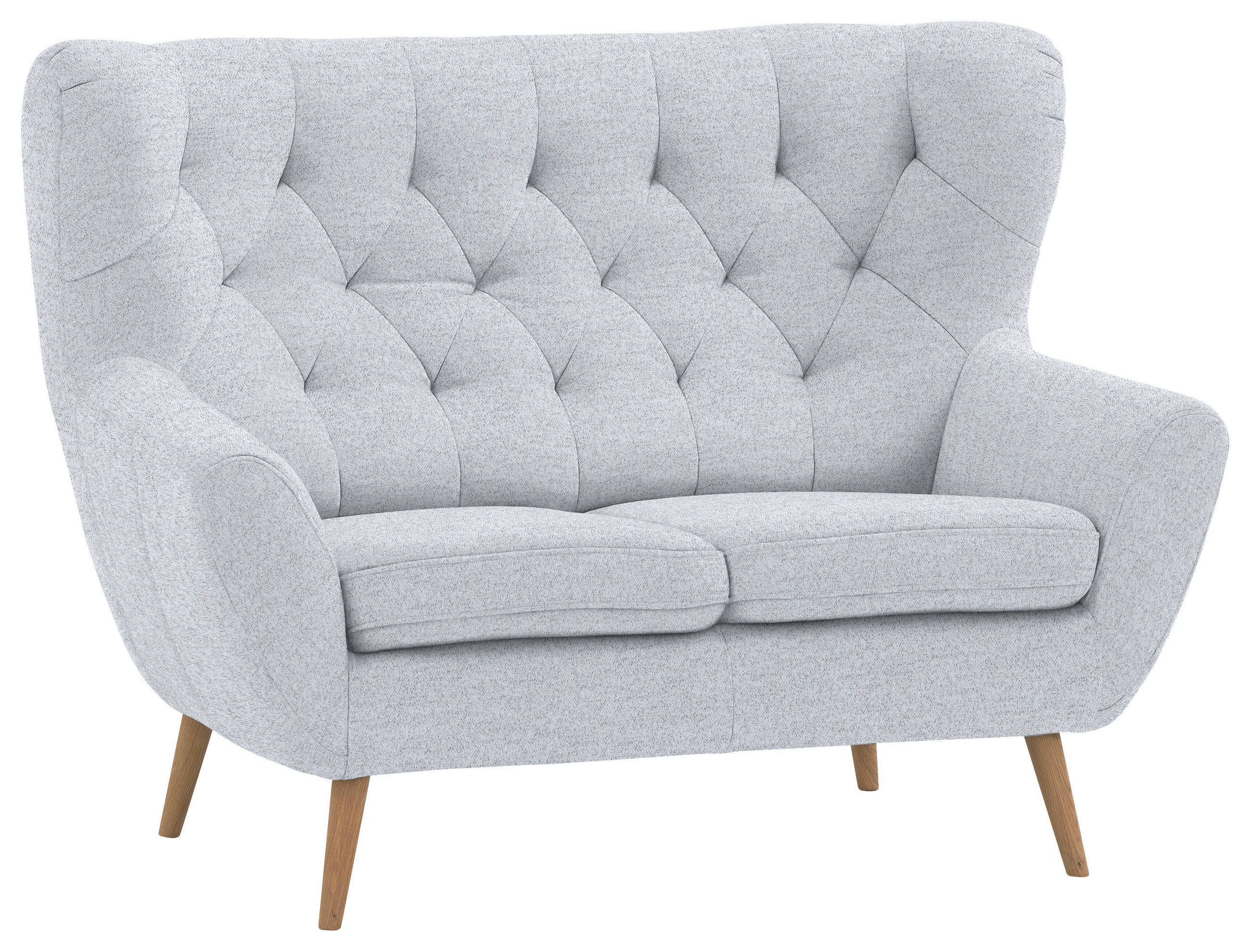 2-SITZER-SOFA  in Webstoff Hellgrau  - Eichefarben/Beige, Design, Holz/Holzwerkstoff (138/104/92cm) - Stylife