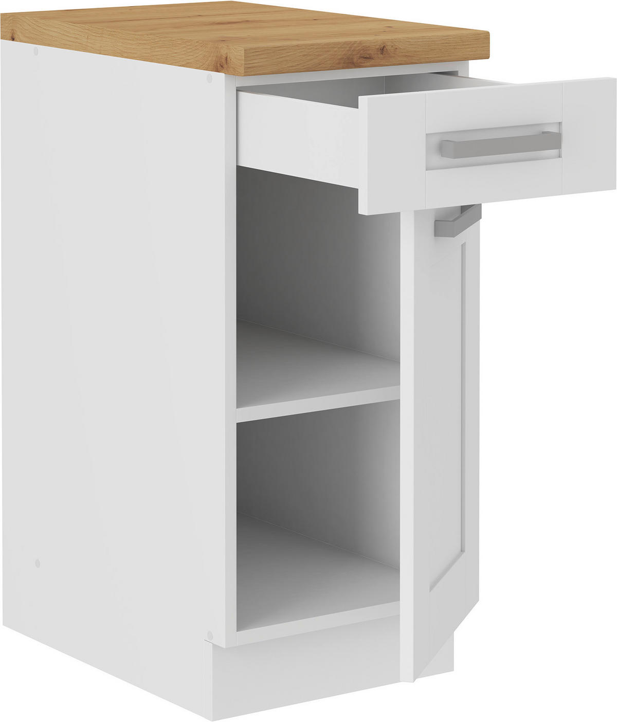 KÜCHENUNTERSCHRANK 40/86/60 cm  in Weiß  - Silberfarben/Eiche Artisan, ROMANTIK / LANDHAUS, Holzwerkstoff/Metall (40/86/60cm) - MID.YOU