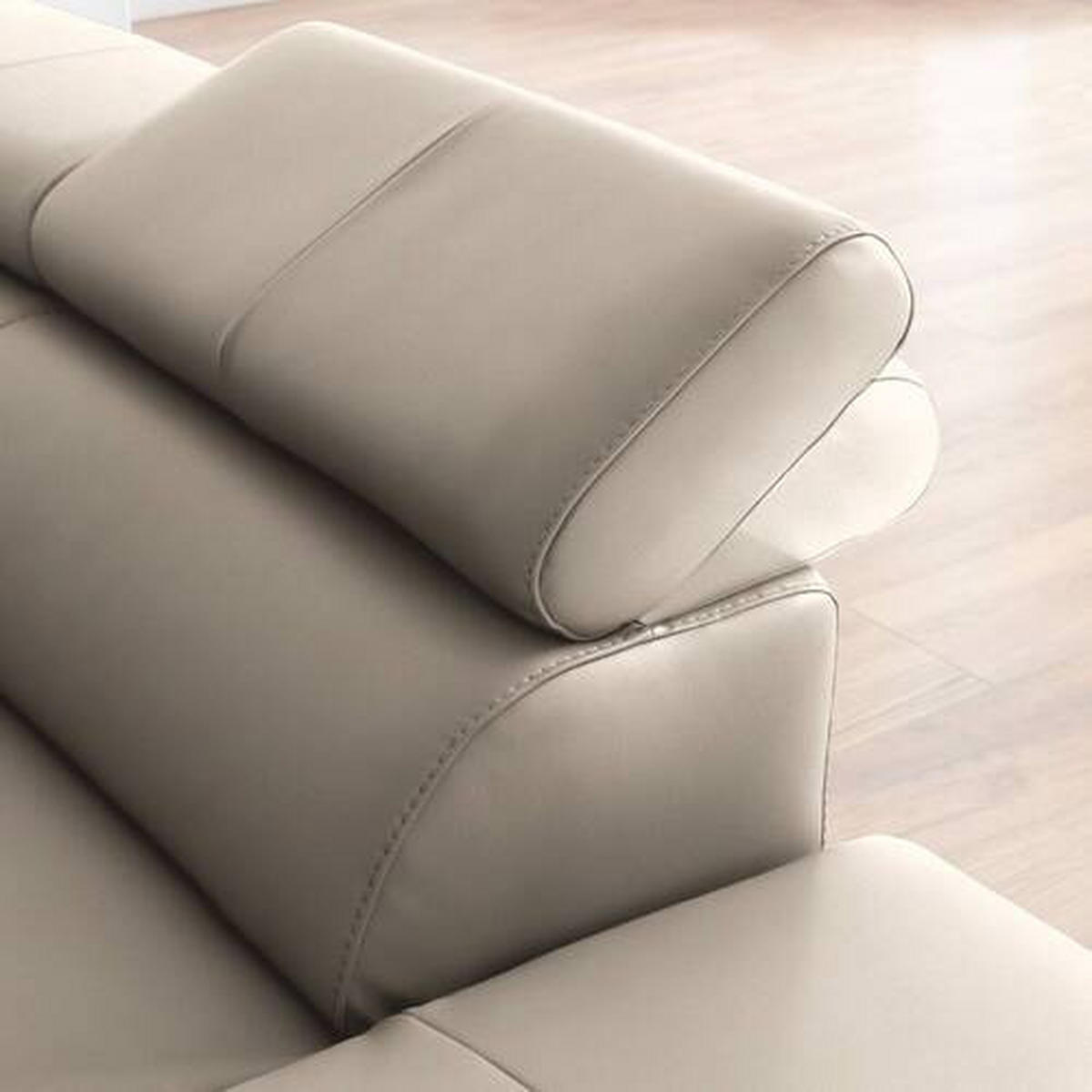 ECKSOFA Greige Kombination Echtleder/Lederlook Lederlook  - Greige/Schwarz, Design, Leder/Textil (256/220cm) - Celina Home