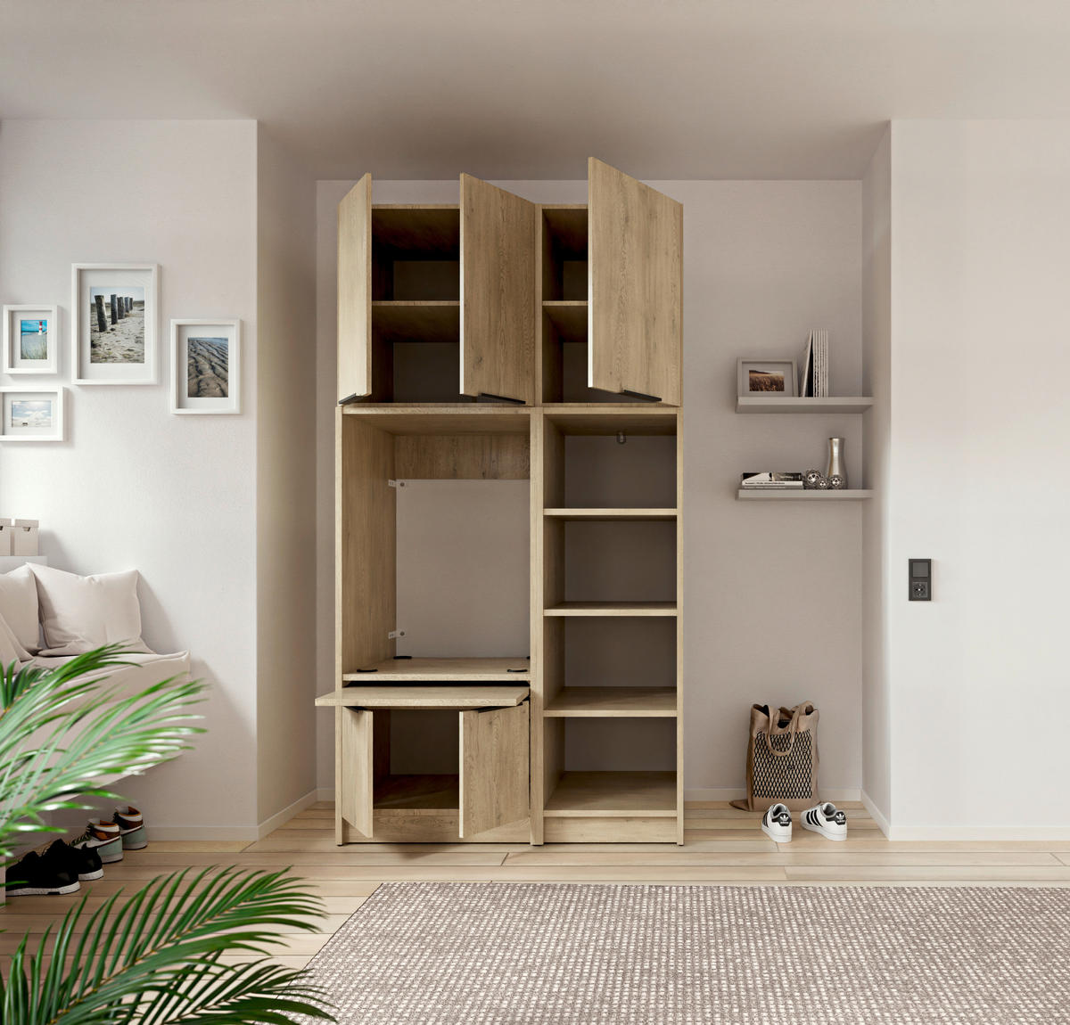 WASCHMASCHINENSCHRANK 70/150/68 cm  in Eichefarben  - Eichefarben/Schwarz, Basics, Holzwerkstoff/Kunststoff (70/150/68cm) - MID.YOU