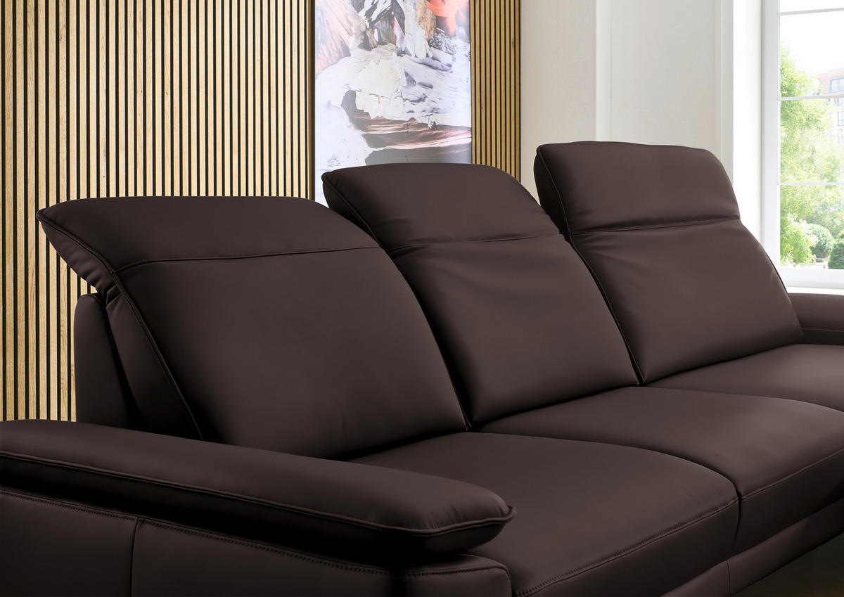 ECKSOFA Dieter Knoll in Echtleder Braun  332/193 cm  - Schwarz/Braun, Design, Leder/Metall (332/193cm) - Dieter Knoll