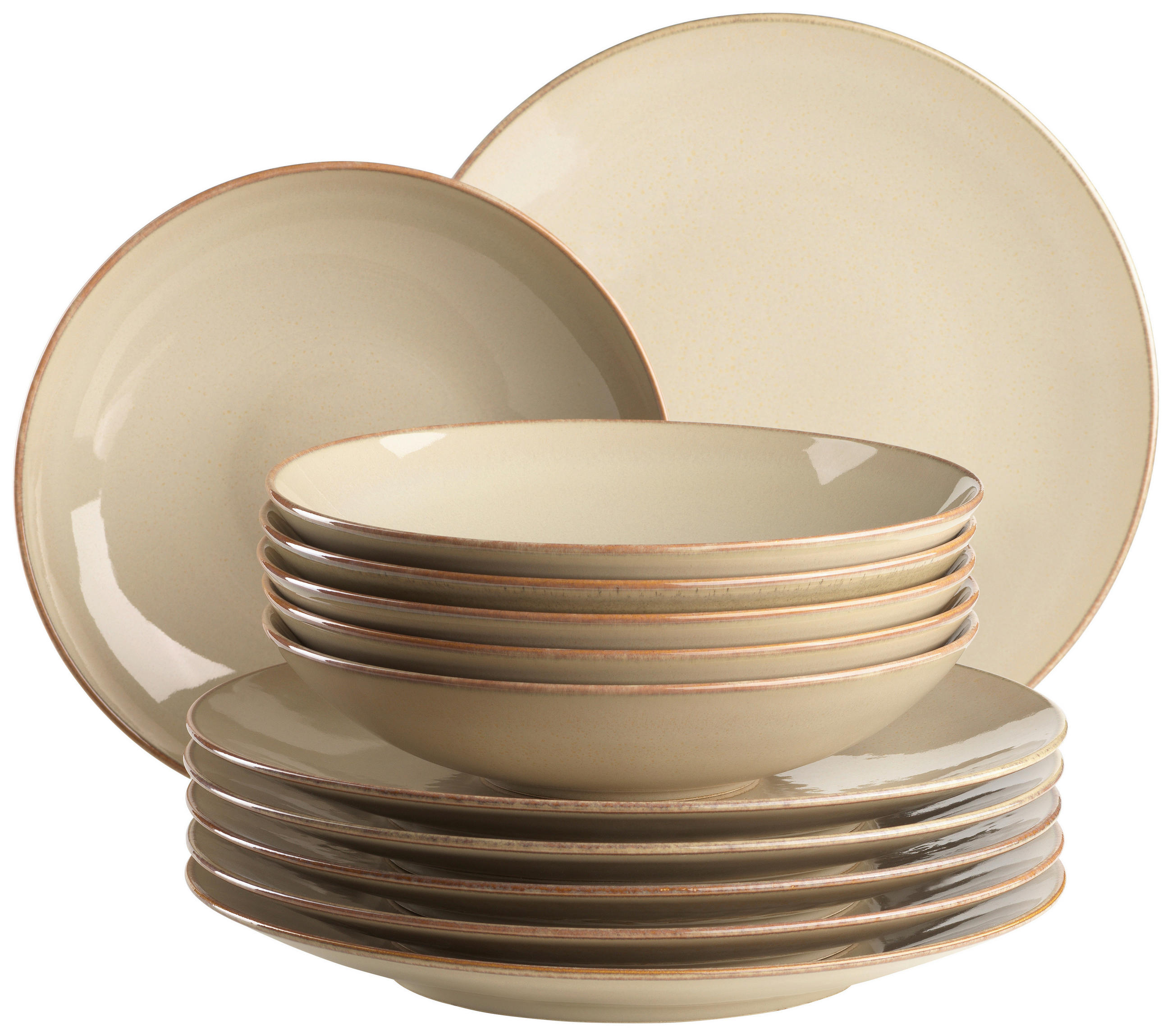 TAFELSERVICE Sandfarben 12-teilig Ossia  - Sandfarben, Basics, Keramik - Mäser