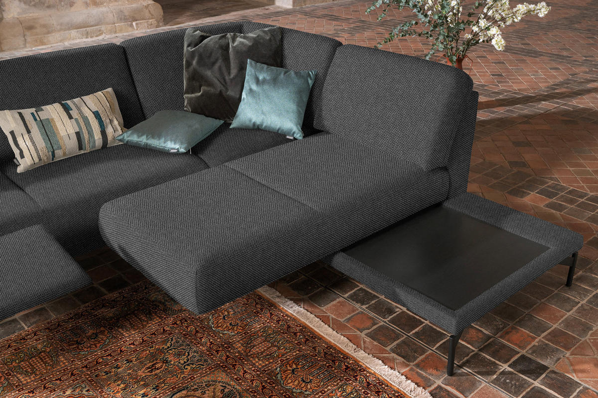 ECKSOFA in Flachgewebe, Struktur Grau  254/230 cm  - Anthrazit/Grau, Design, Textil/Metall (254/230cm) - Johann Jakob
