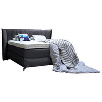 BOXSPRINGBETT 200/200 cm  in Dunkelgrau  - Dunkelgrau/Schwarz, Konventionell, Holz/Textil (200/200cm) - Sjöholm