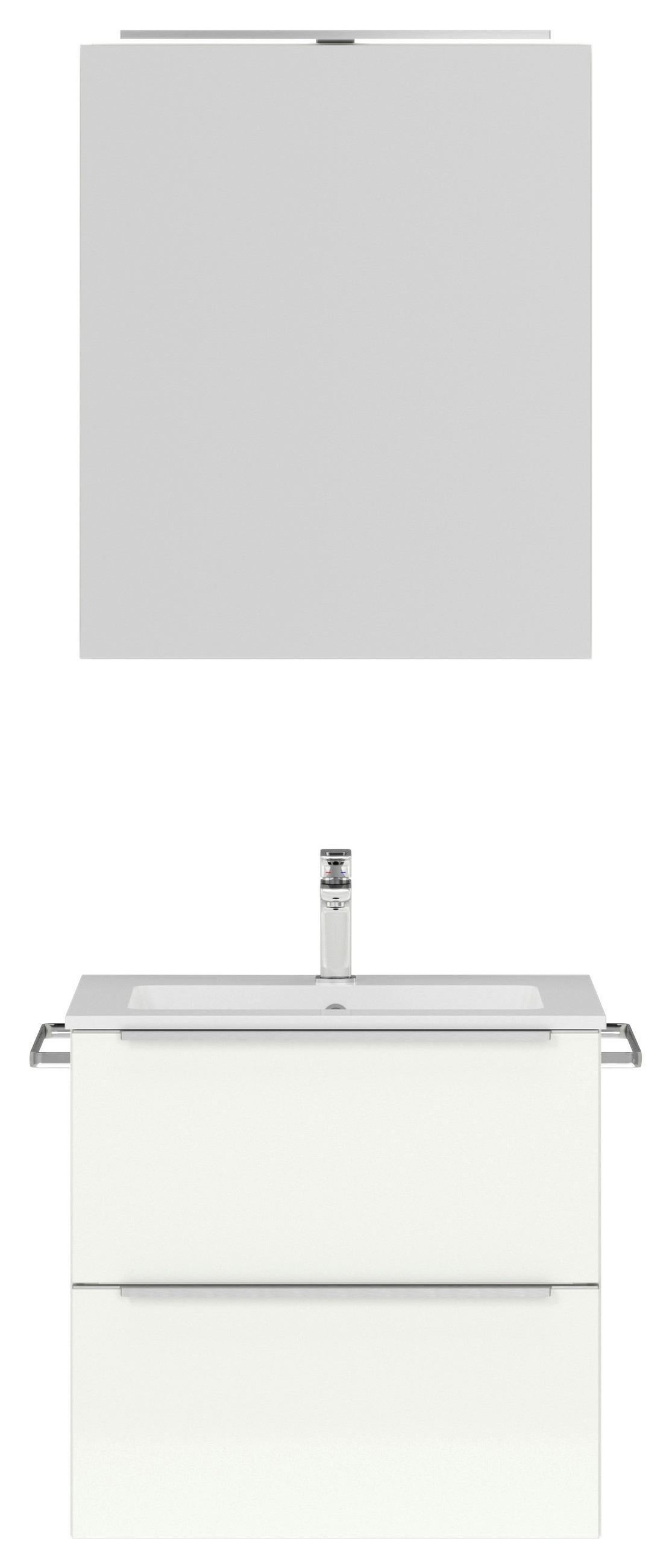 BADEZIMMER  in 61 cm  - Edelstahlfarben/Weiß Hochglanz, MODERN, Holzwerkstoff/Stein (61cm) - Nobilia