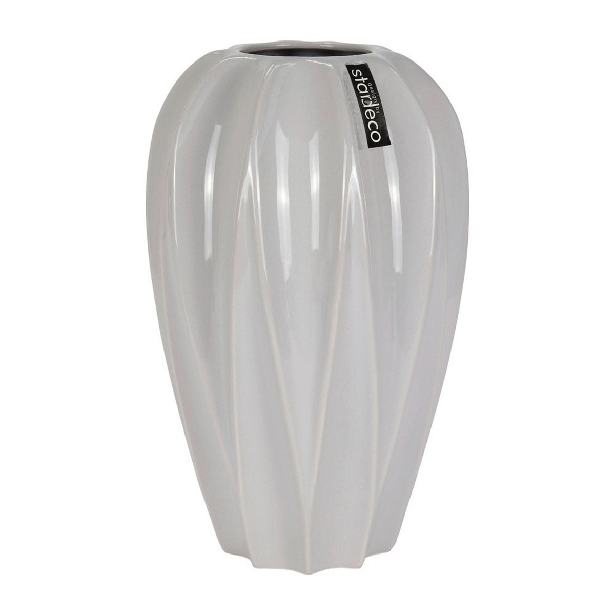 VÁZA, keramika, 25 cm - světle šedá, Basics, keramika (15/25/15cm)