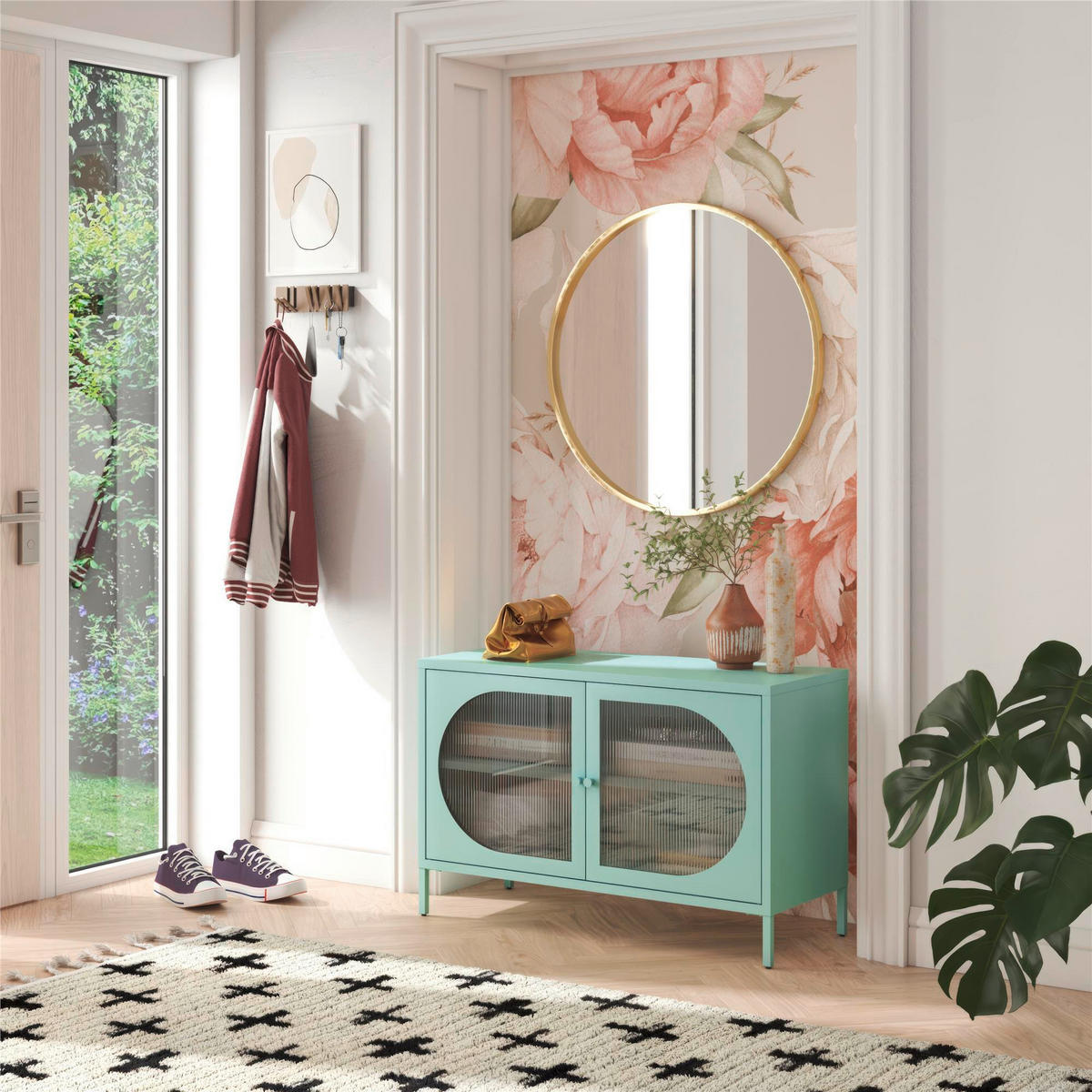 KOMMODE Luna   in 100/64/40 cm  - Blau, Design, Glas/Metall (100/64/40cm) - MID.YOU