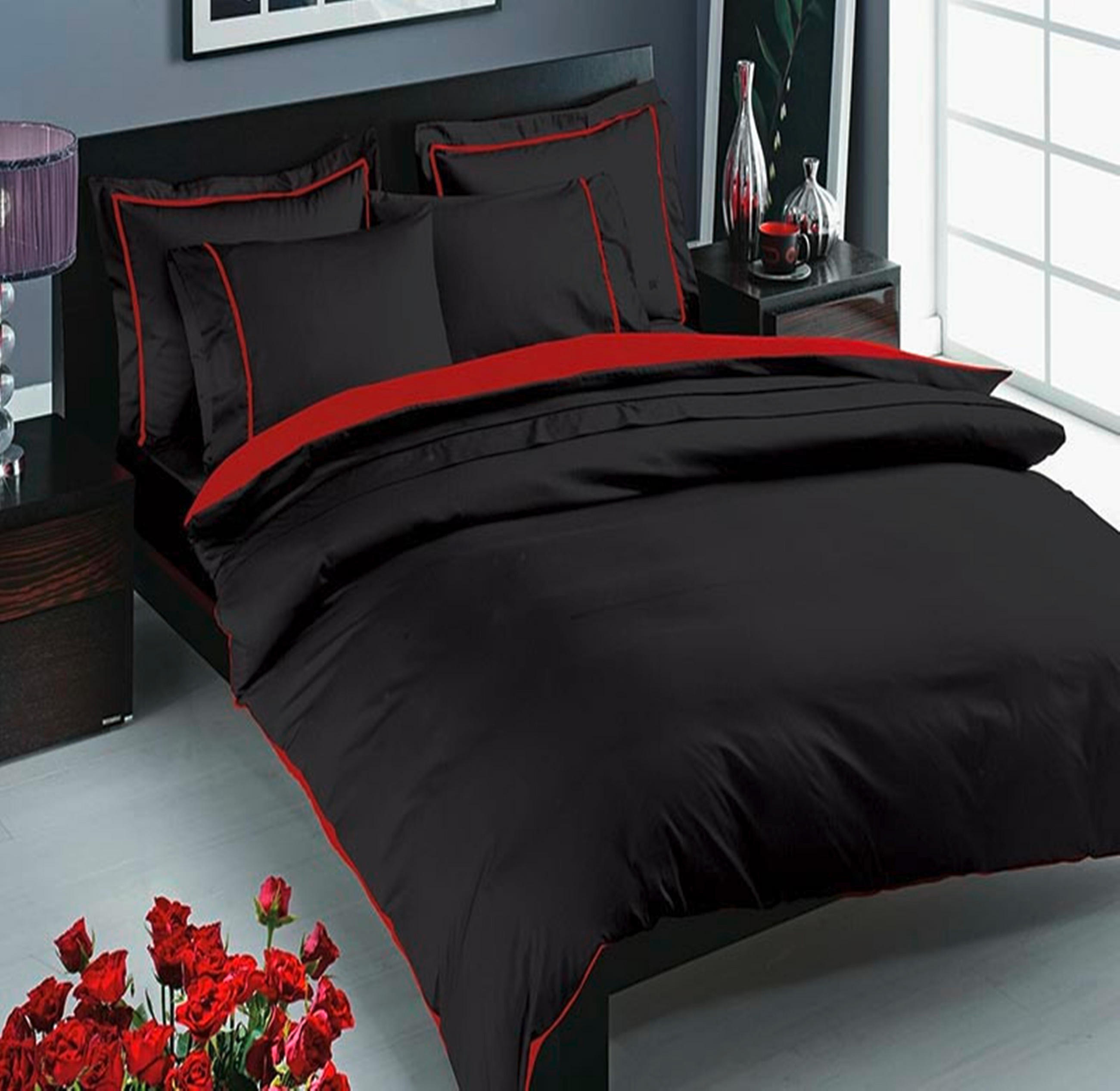 LENJERIE DE PAT 240/260 cm  - negru, Basics, textil (240/260cm)
