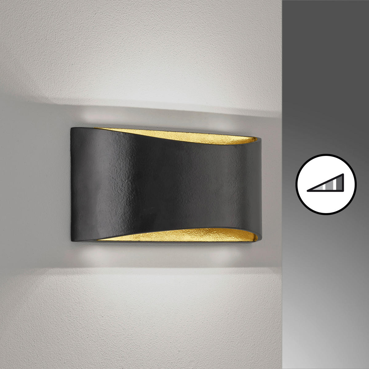 LED-WANDLEUCHTE Arles 30/9,5/14 cm   - Schwarz, Design, Metall (30/9,5/14cm) - Fischer & Honsel