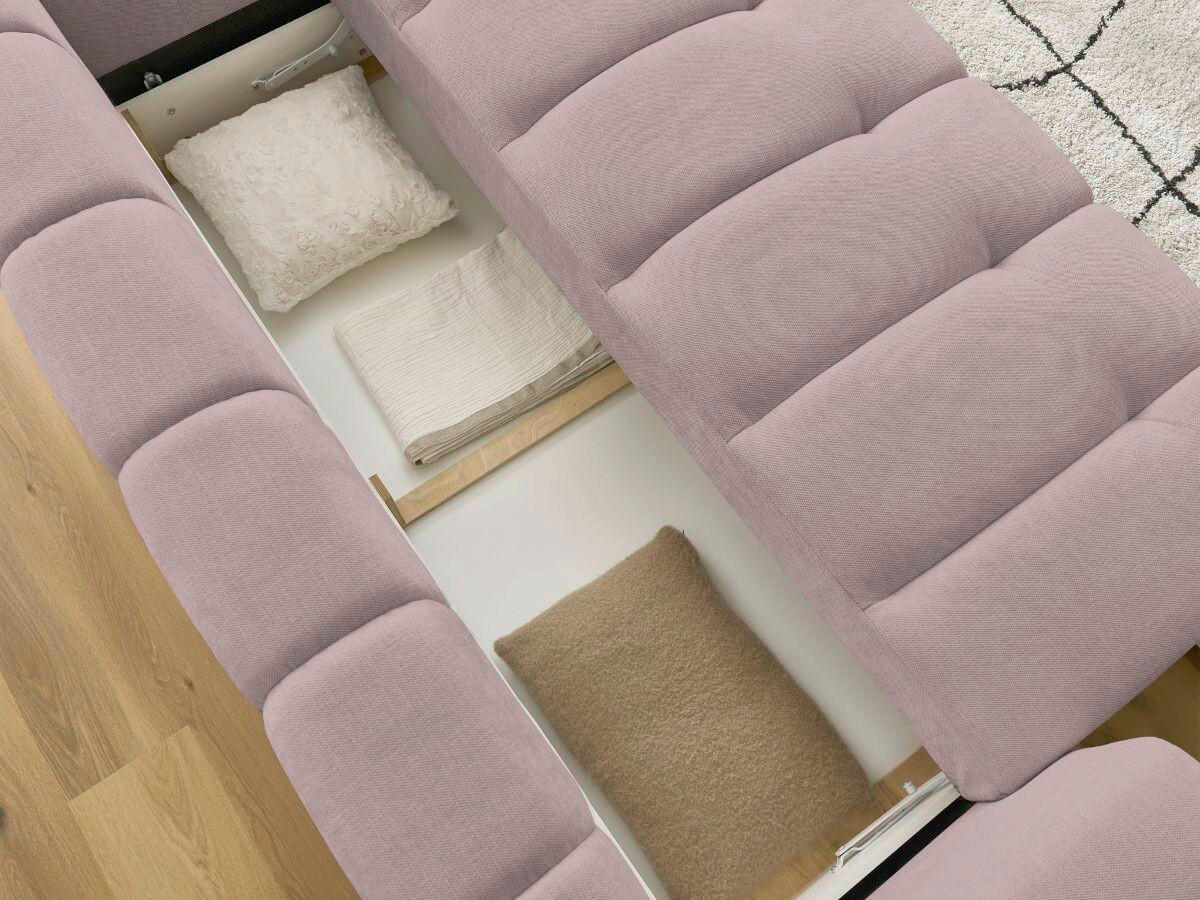 SCHLAFSOFA FUJI Leinenoptik Pink  inkl.  - Pink/Schwarz, MODERN, Kunststoff/Textil (251/113/88cm)