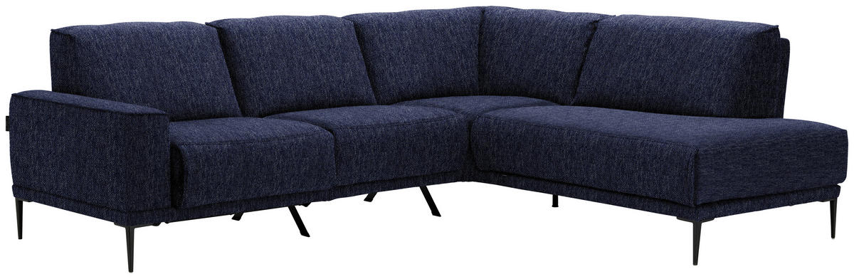 ECKSOFA in Flachgewebe Dunkelblau  - Schwarz/Dunkelblau, Design, Textil/Metall (260/210cm) - Johann Jakob