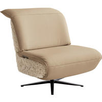 SESSEL 84/65/91 cm  in Hochflor Echtleder Beige  - Beige/Schwarz, Design, Leder/Textil (84/65/91cm) - Koinor