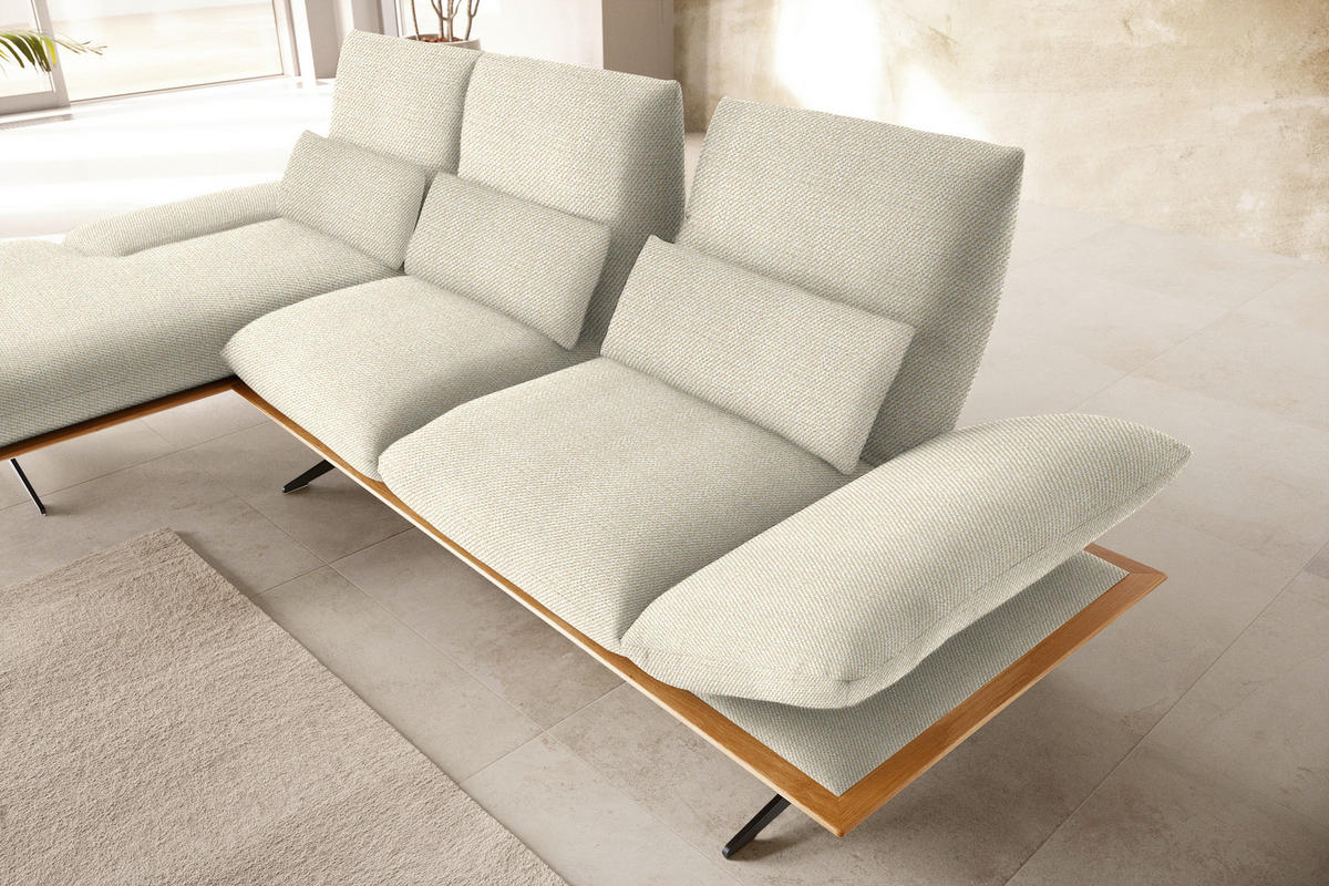 ECKSOFA in Flachgewebe Beige  - Beige/Schwarz, Design, Holz/Textil (159/314cm) - Dieter Knoll
