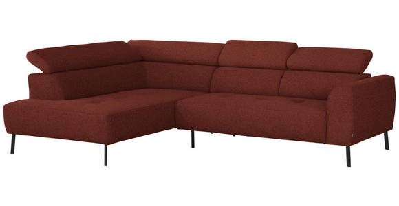 ECKSOFA in Chenille Rostfarben  205/280 cm  - Rostfarben/Schwarz, Design, Textil/Metall (205/280cm) - Xora