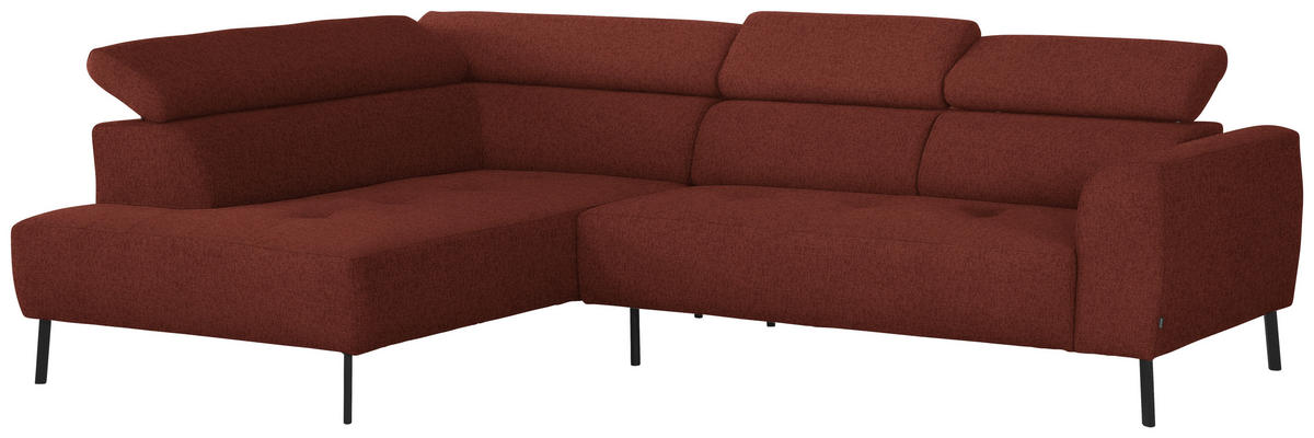 ECKSOFA in Chenille Rostfarben  205/280 cm  - Rostfarben/Schwarz, Design, Textil/Metall (205/280cm) - Xora