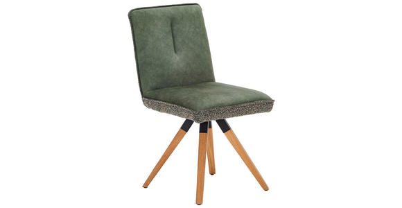 STUHL  Sitzfläche 360° drehbar Flachgewebe, Webstoff  Grün, Dunkelgrün  - Dunkelgrün/Grün, KONVENTIONELL, Holz/Textil (47/88/60cm) - Venda