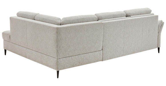 ECKSOFA  in Webstoff Ecru  - Ecru/Schwarz, KONVENTIONELL, Textil/Metall (277/201cm) - Dieter Knoll