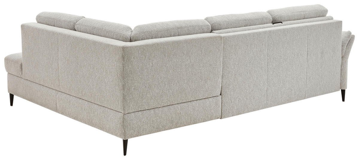 ECKSOFA Webstoff Ecru  - Ecru/Schwarz, Konventionell, Textil/Metall (277/201cm) - Dieter Knoll