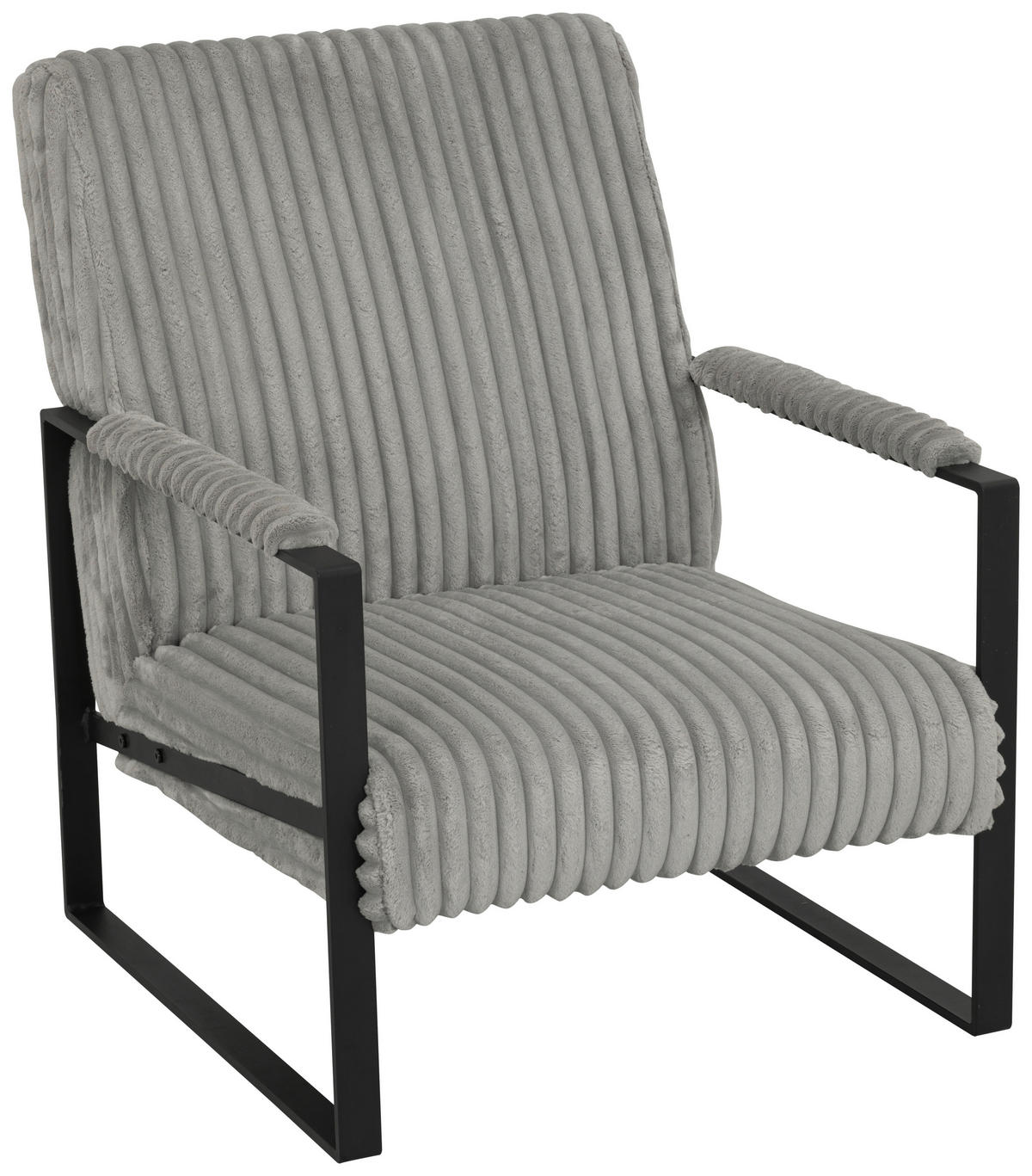 SESSEL Cord Grau    - Schwarz/Grau, MODERN, Textil/Metall (70/87/85cm) - P & B
