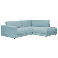 ECKSOFA  in Cord Hellblau  265/224 cm  - Schwarz/Hellblau, Design, Kunststoff/Textil (265/224cm) - Hom`in