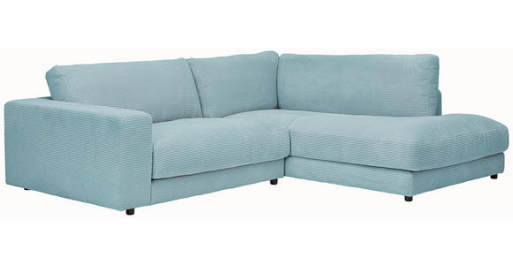 ECKSOFA  in Cord Hellblau  265/224 cm  - Schwarz/Hellblau, Design, Kunststoff/Textil (265/224cm) - Hom`in