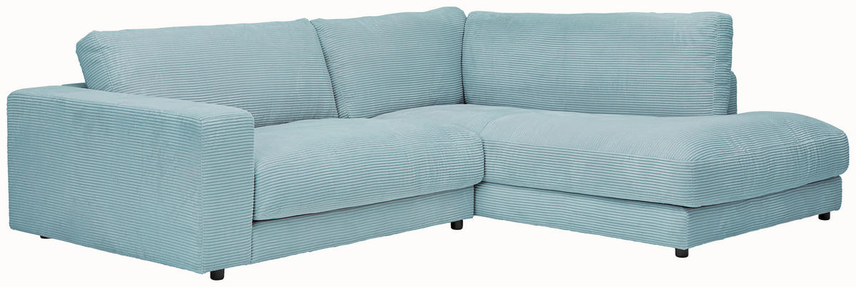 ECKSOFA Hellblau Cord  - Schwarz/Hellblau, Design, Kunststoff/Textil (265/224cm) - Hom`in