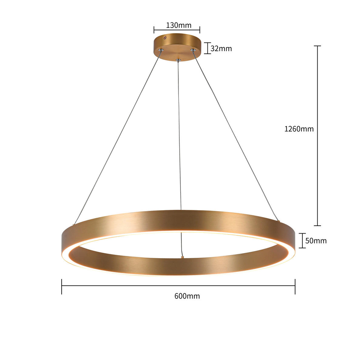LED-HÄNGELEUCHTE Midway 60/126 cm   - Goldfarben, Design, Metall (60/126cm)