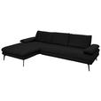 ECKSOFA in Echtleder Schwarz  180/310 cm  - Schwarz, Design, Leder/Metall (180/310cm) - Dieter Knoll