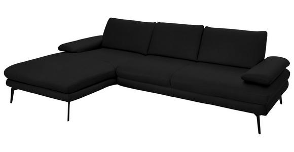 ECKSOFA in Echtleder Schwarz 180/310 cm - Schwarz, Design, Leder/Metall (180/310cm) - Dieter Knoll
