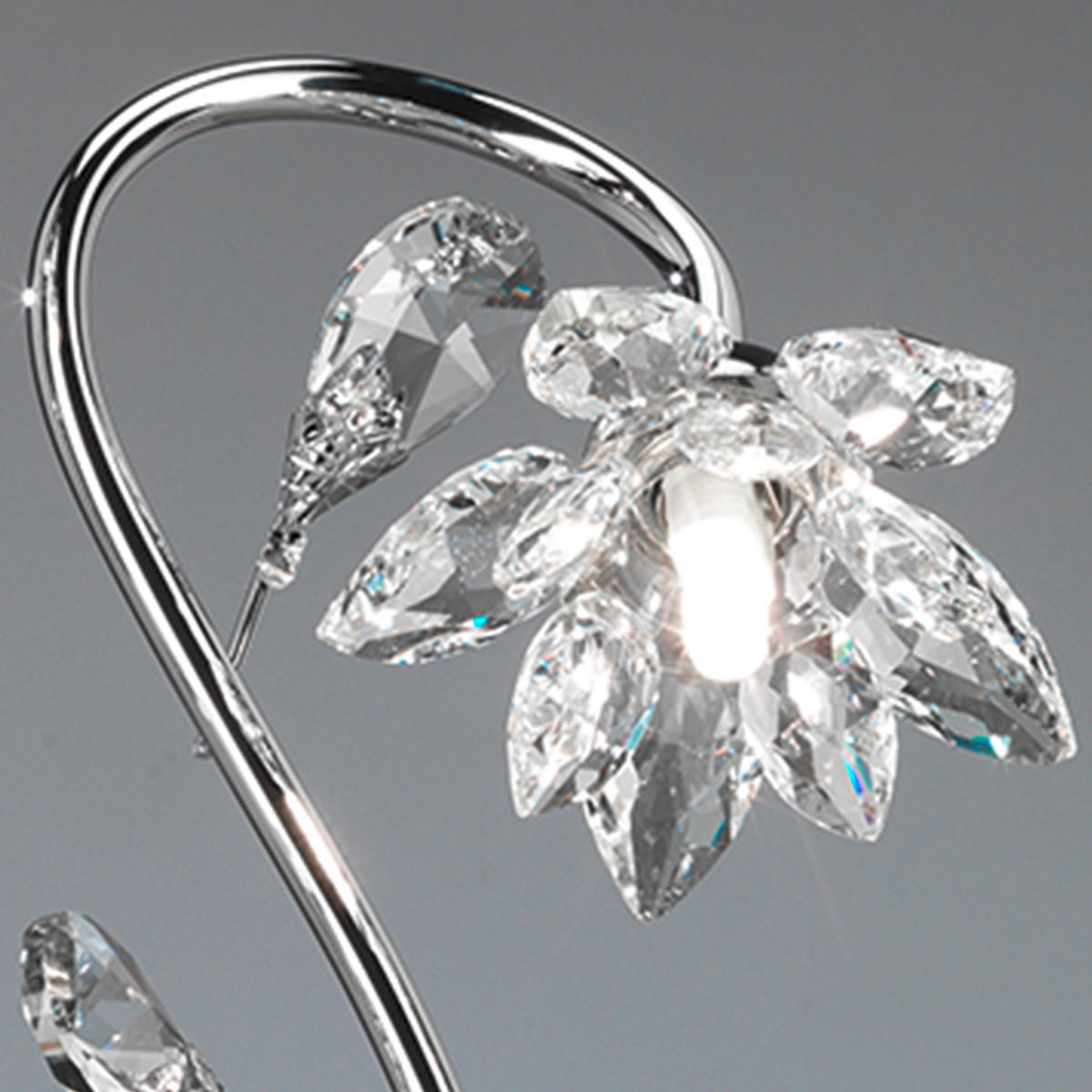 KRISTALL-TISCHLEUCHTE 20/35 cm   - Chromfarben, KONVENTIONELL, Glas/Metall (20/35cm)
