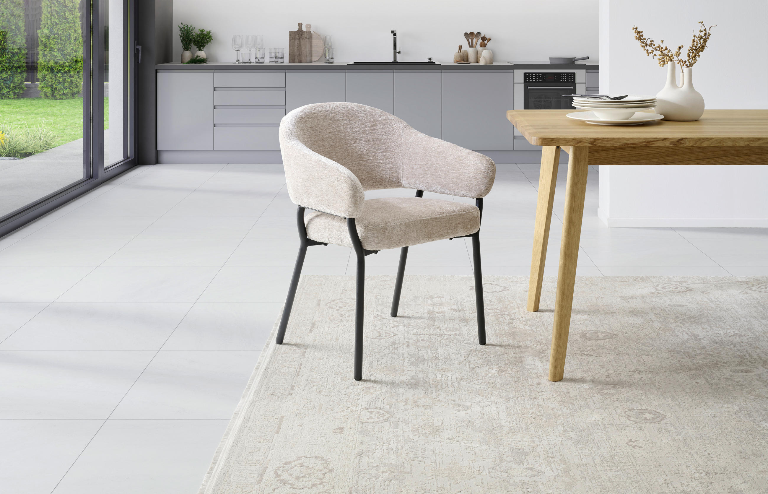 ARMLEHNSTUHL  in Eisen Mikrofaser  - Beige/Schwarz, KONVENTIONELL, Holz/Textil (60/80/62cm) - MID.YOU