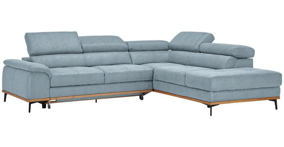 ECKSOFA Hellblau Webstoff - Schwarz/Hellblau, Natur, Holz/Textil (282/226cm) - Novel