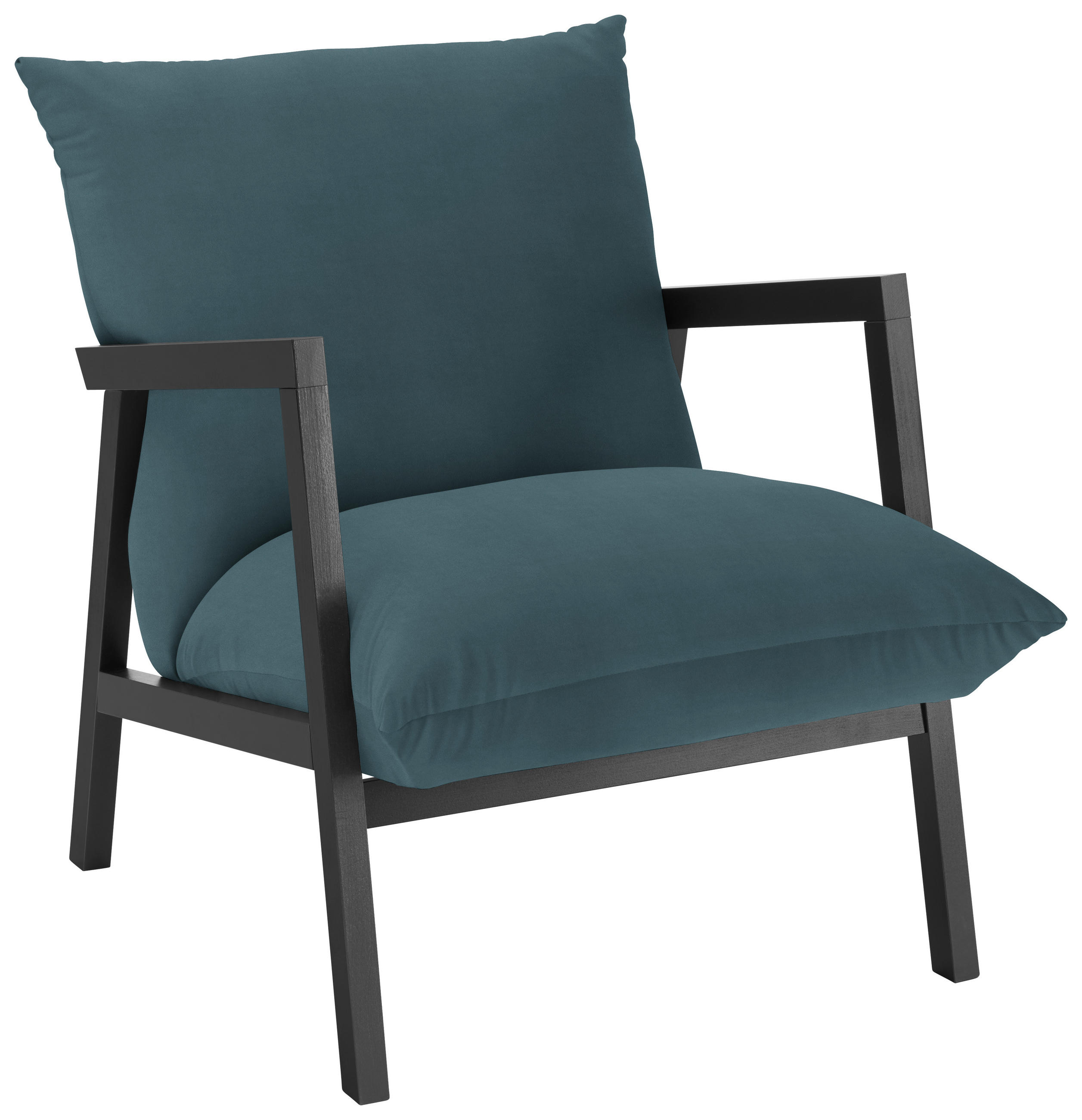 SESSEL in Mikrofaser Petrol  - Wengefarben/Petrol, Design, Holz/Textil (63/76/80cm) - Carryhome