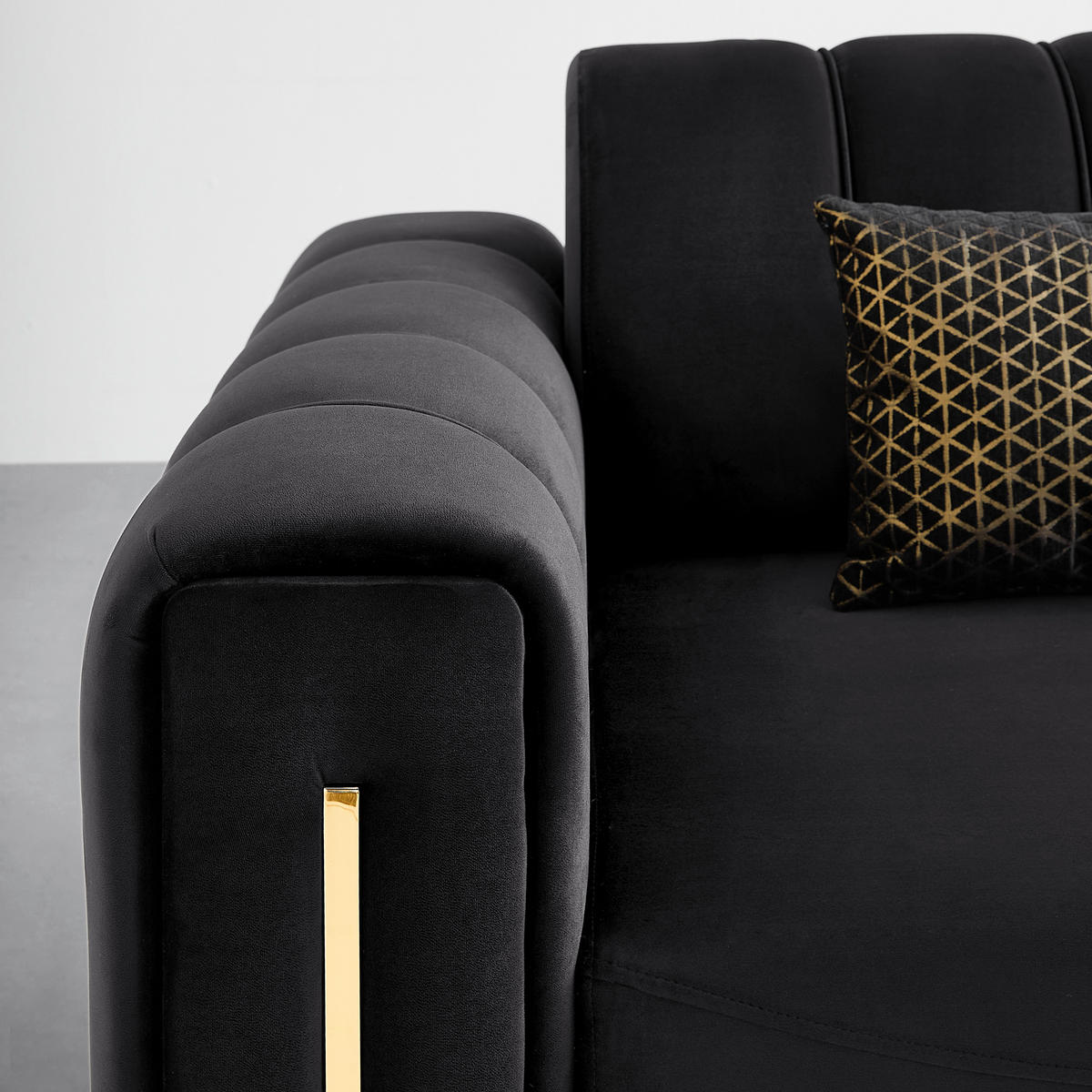 3-sitzer-sofa Aile, textil, negru - auriu/negru, Lifestyle, textil (244/80/90cm) - Based